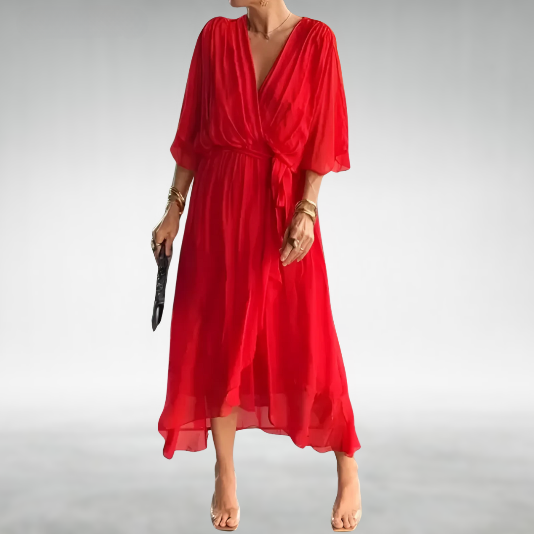 Poppy | Women's Summer Maxi Dress with Flattering V-Neckline in Breathable Chiffon 4