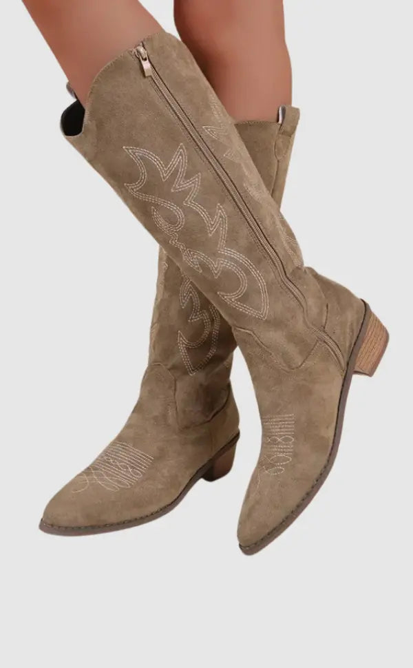 Sierra | Women's Suede Cowboy Boots with Intricate Embroidery 0