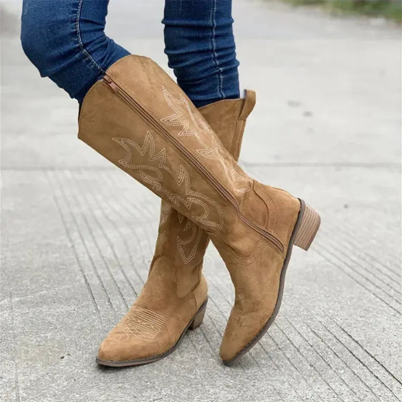 Sierra | Women's Suede Cowboy Boots with Intricate Embroidery 4