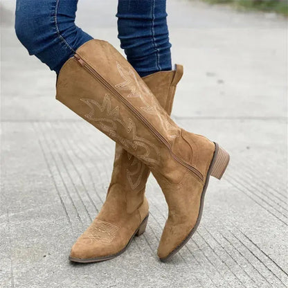 Sierra | Women's Suede Cowboy Boots with Intricate Embroidery 4