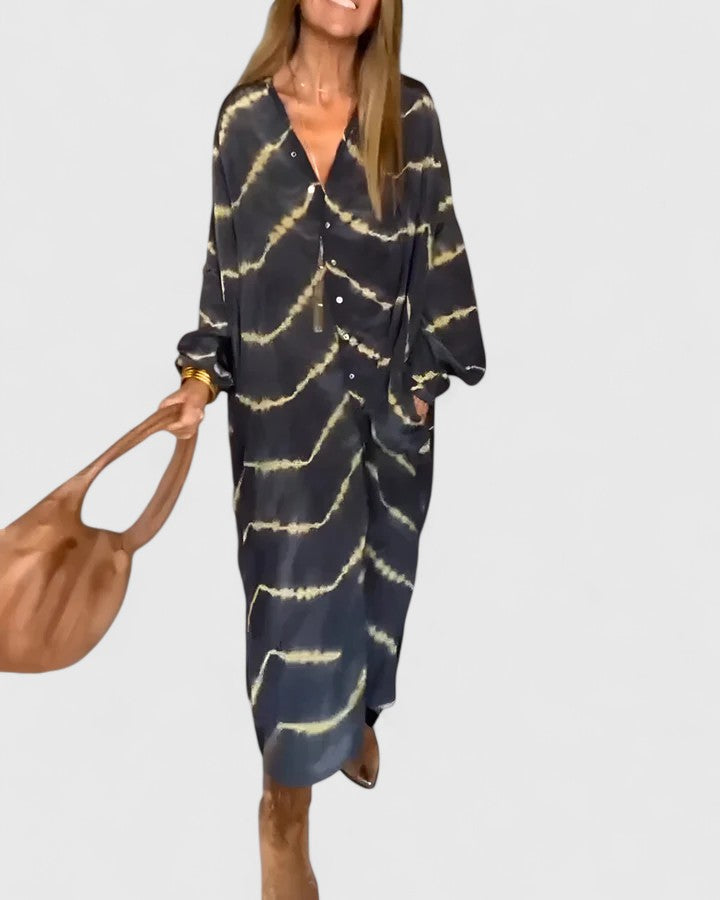 Women's Bohemian Striped Maxi Dress | Flattering Deep V-Neck, Lightweight Summer Style 1