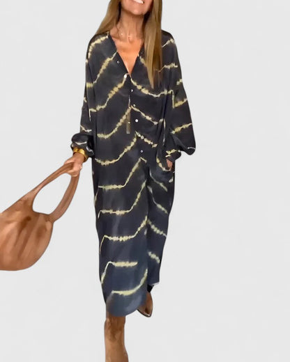 Women's Bohemian Striped Maxi Dress | Flattering Deep V-Neck, Lightweight Summer Style 1