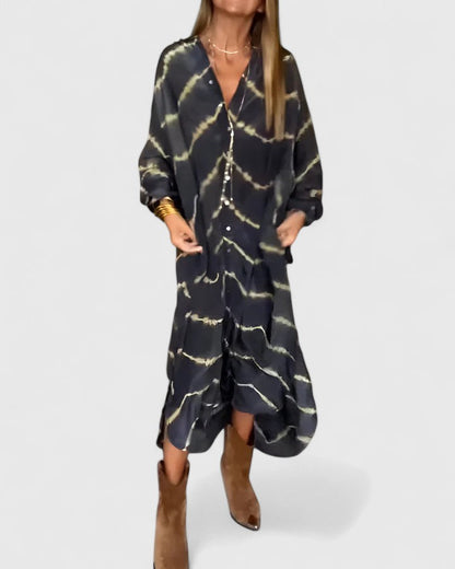 Women's Bohemian Striped Maxi Dress | Flattering Deep V-Neck, Lightweight Summer Style 2