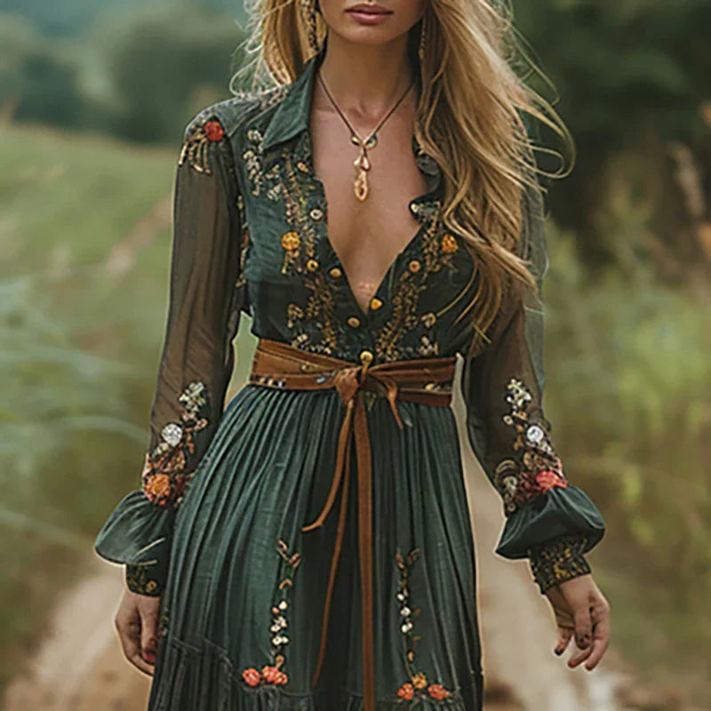 Women's Boho Maxi Dress | Floral Embroidery, Lightweight Summer Style 3