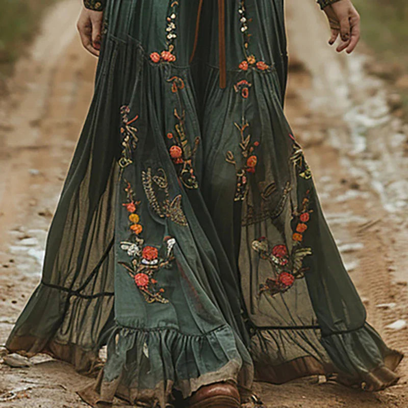 Women's Boho Maxi Dress | Floral Embroidery, Lightweight Summer Style 4