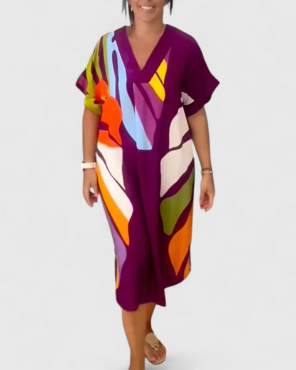 Women's Casual Midi Dress | Breathable Fabric, Leaf Print, Summer Style 1