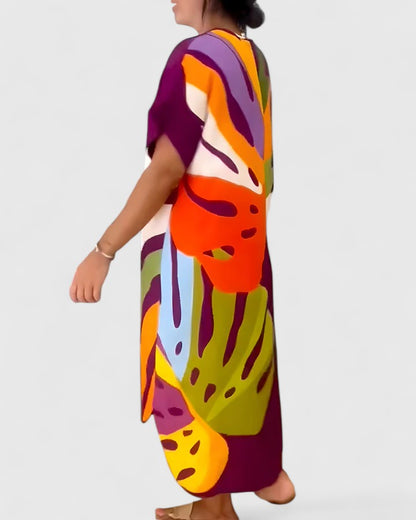 Women's Casual Midi Dress | Breathable Fabric, Leaf Print, Summer Style 2