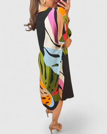 Women's Casual Midi Dress | Breathable Fabric, Leaf Print, Summer Style 4