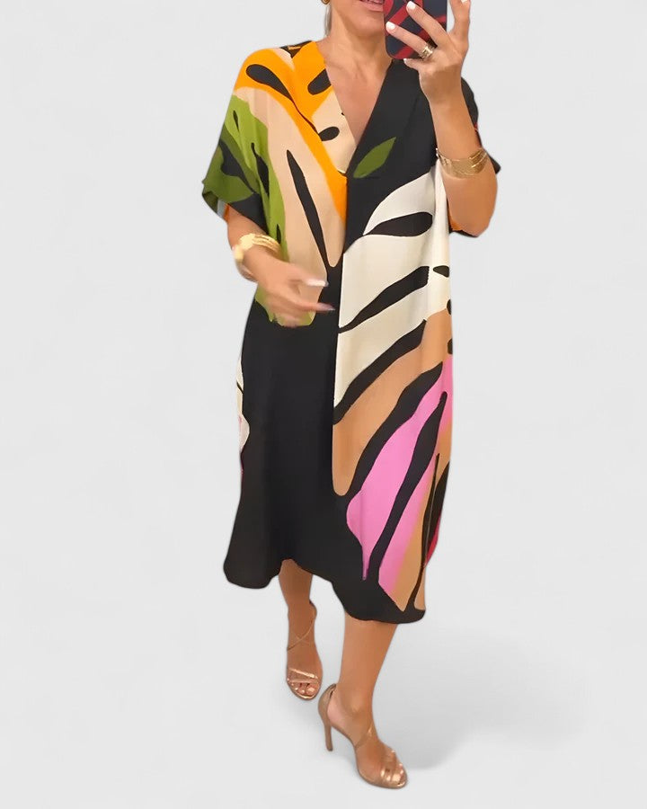 Women's Casual Midi Dress | Breathable Fabric, Leaf Print, Summer Style 5