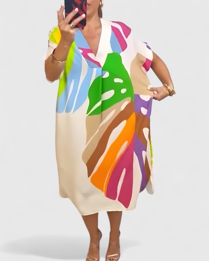 Women's Casual Midi Dress | Breathable Fabric, Leaf Print, Summer Style 6
