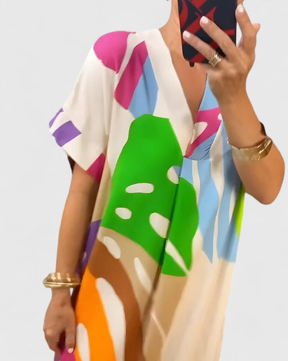 Women's Casual Midi Dress | Breathable Fabric, Leaf Print, Summer Style 8