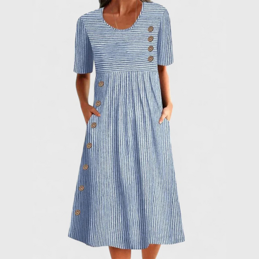 Women's Casual Striped Midi Dress | Lightweight and Versatile 0