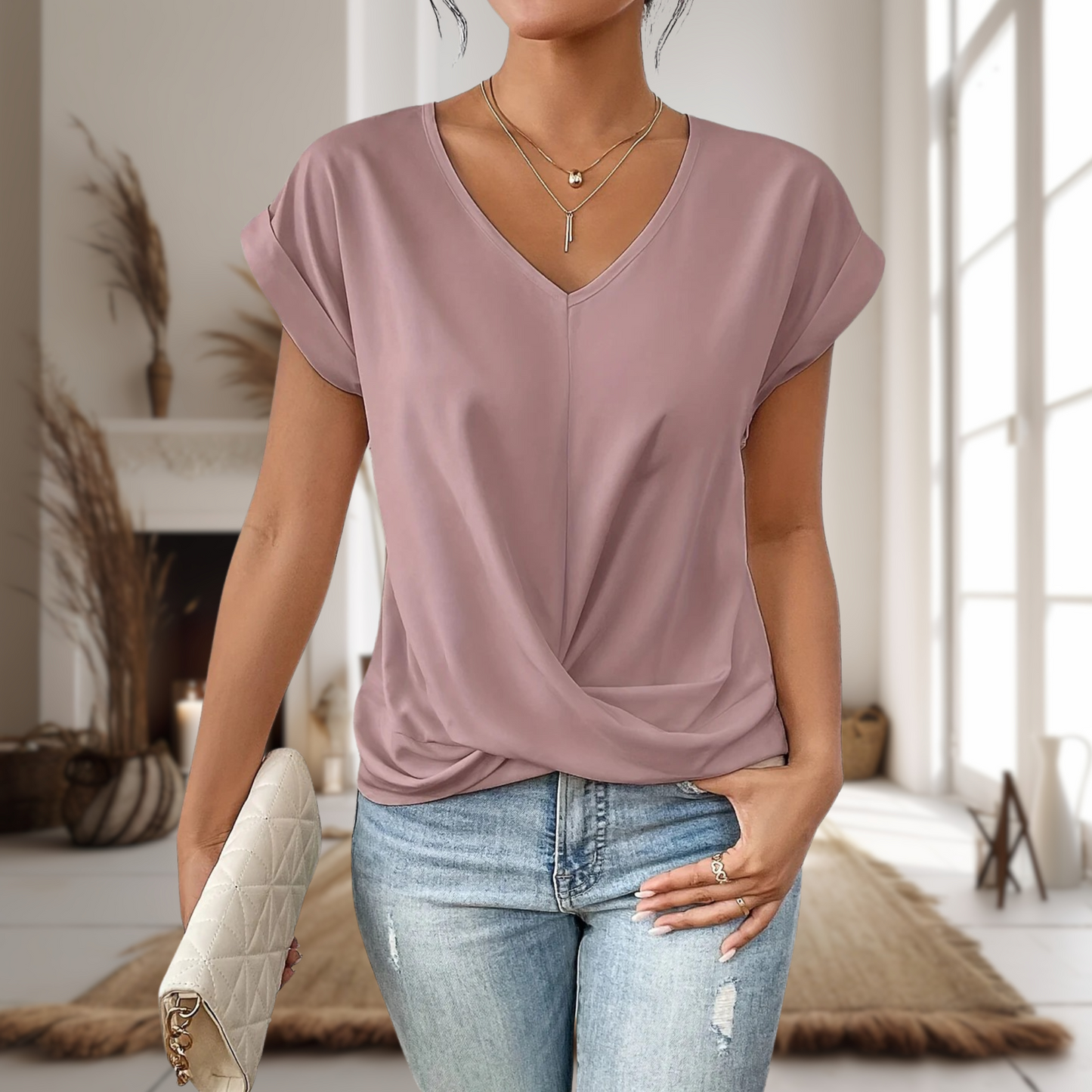 Women's Casual T-Shirt | Lightweight Sweetheart Neckline, Summer Essential 1
