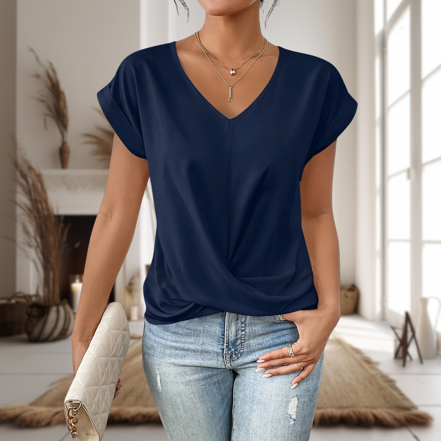 Women's Casual T-Shirt | Lightweight Sweetheart Neckline, Summer Essential 4