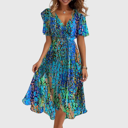 Women's Chic Midi Dress | Flattering Wrap V-Neck, Lightweight 0