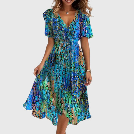 Women's Chic Midi Dress | Flattering Wrap V-Neck, Lightweight 0