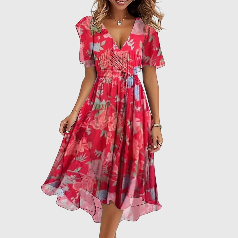 Women's Chic Midi Dress | Flattering Wrap V-Neck, Lightweight 2