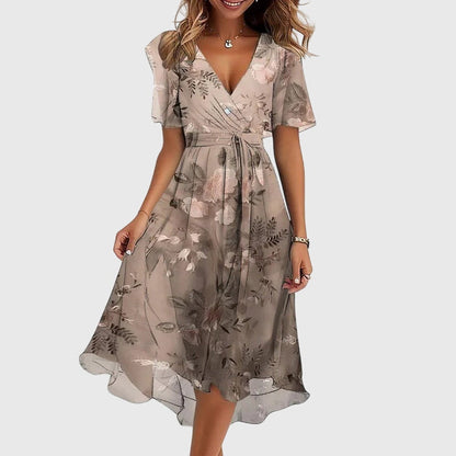 Women's Chic Midi Dress | Flattering Wrap V-Neck, Lightweight 3