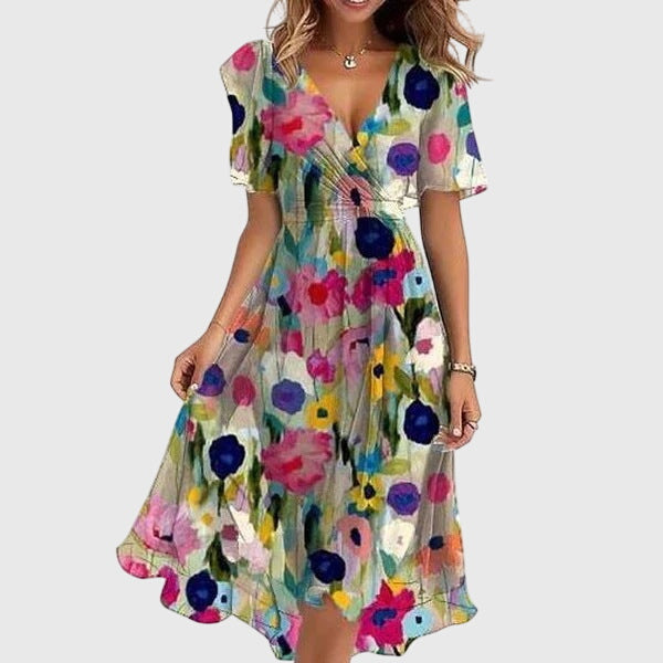 Women's Chic Midi Dress | Flattering Wrap V-Neck, Lightweight 4
