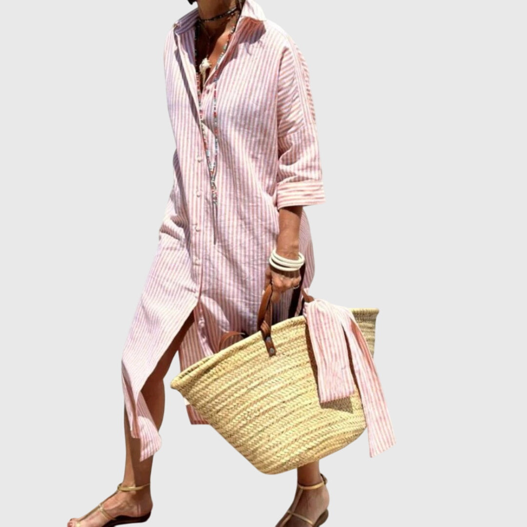Women's Classic Striped Dress | Flattering Relaxed Fit, Versatile Summer Style 0
