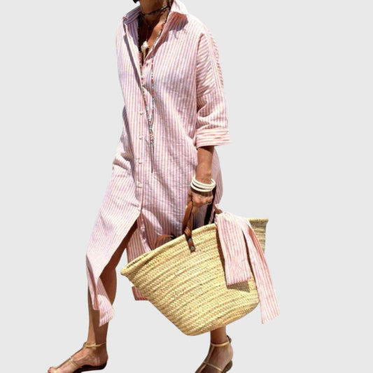 Women's Classic Striped Dress | Flattering Relaxed Fit, Versatile Summer Style 0