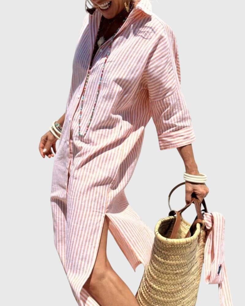 Women's Classic Striped Dress | Flattering Relaxed Fit, Versatile Summer Style 2