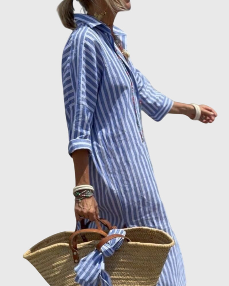 Women's Classic Striped Dress | Flattering Relaxed Fit, Versatile Summer Style 3