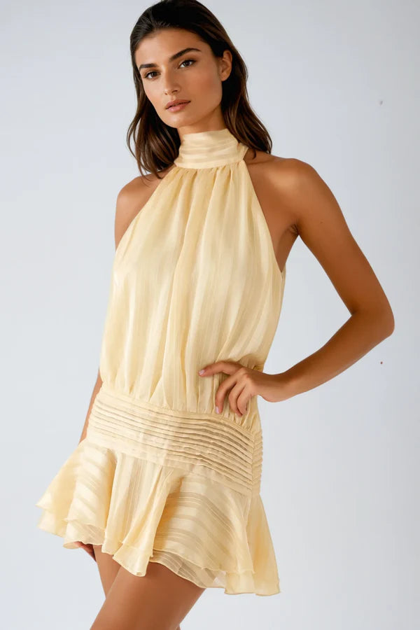Women's Cocktail Mini Dress | Halter Neck with Ruffle Detail, Elegant 2