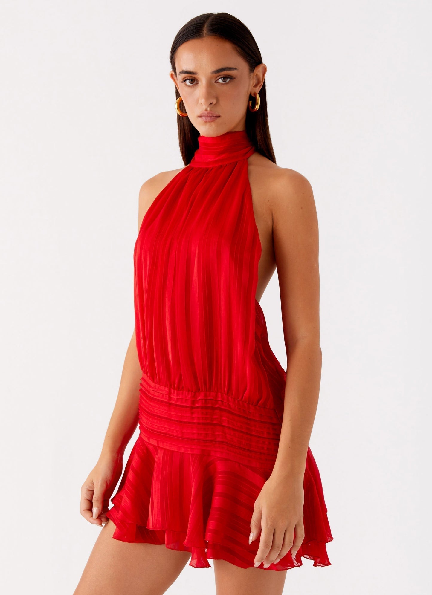 Women's Cocktail Mini Dress | Halter Neck with Ruffle Detail, Elegant 9