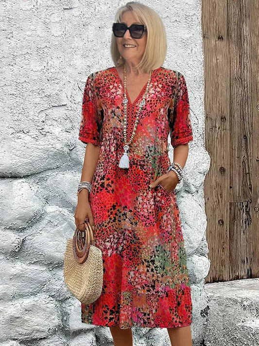 Women's Colorful Midi Dress | Soft Fabric, Functional Pockets, Summer Essential 0