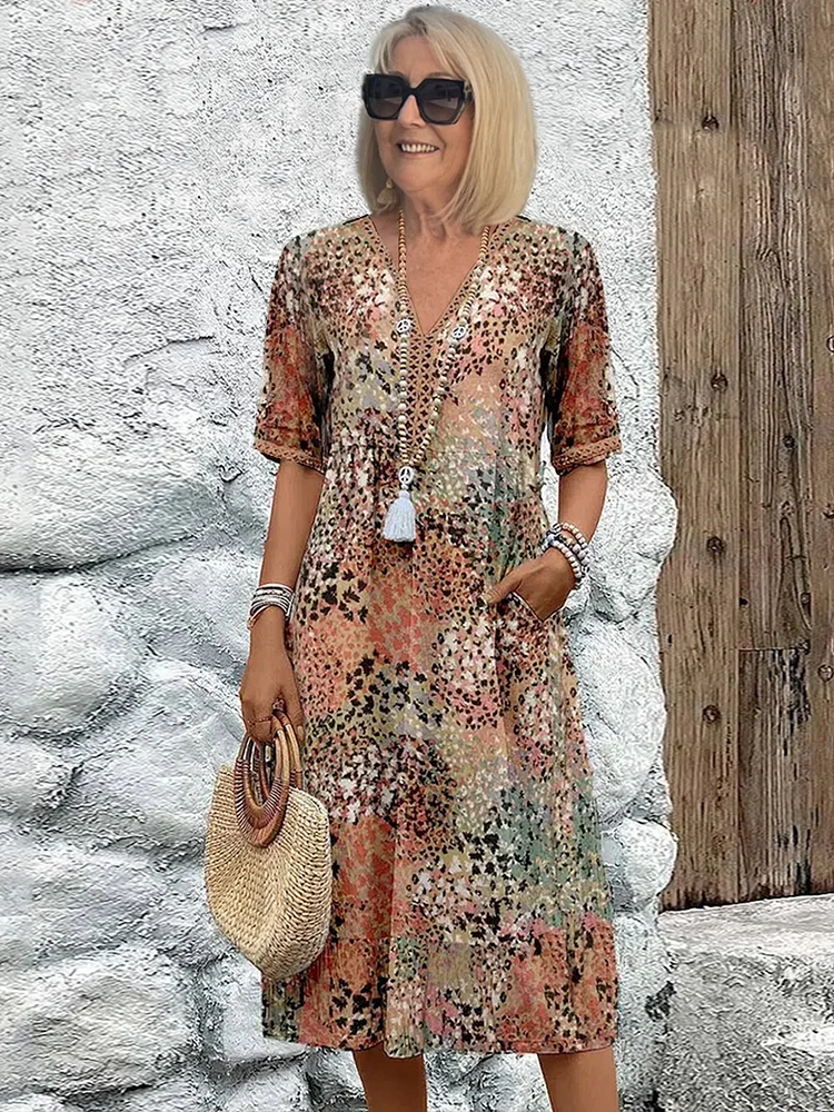 Women's Colorful Midi Dress | Soft Fabric, Functional Pockets, Summer Essential 4
