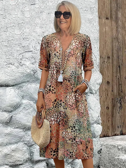 Women's Colorful Midi Dress | Soft Fabric, Functional Pockets, Summer Essential 4