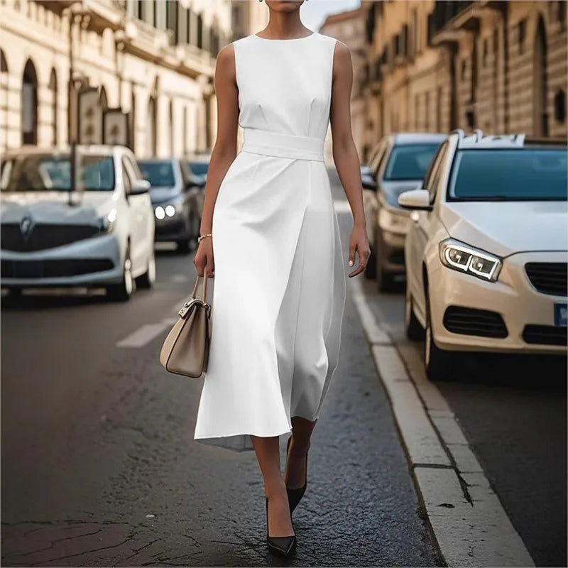 Women's Elegant Black Dress | Soft Draped Fit, Sleeveless Cocktail Style 3