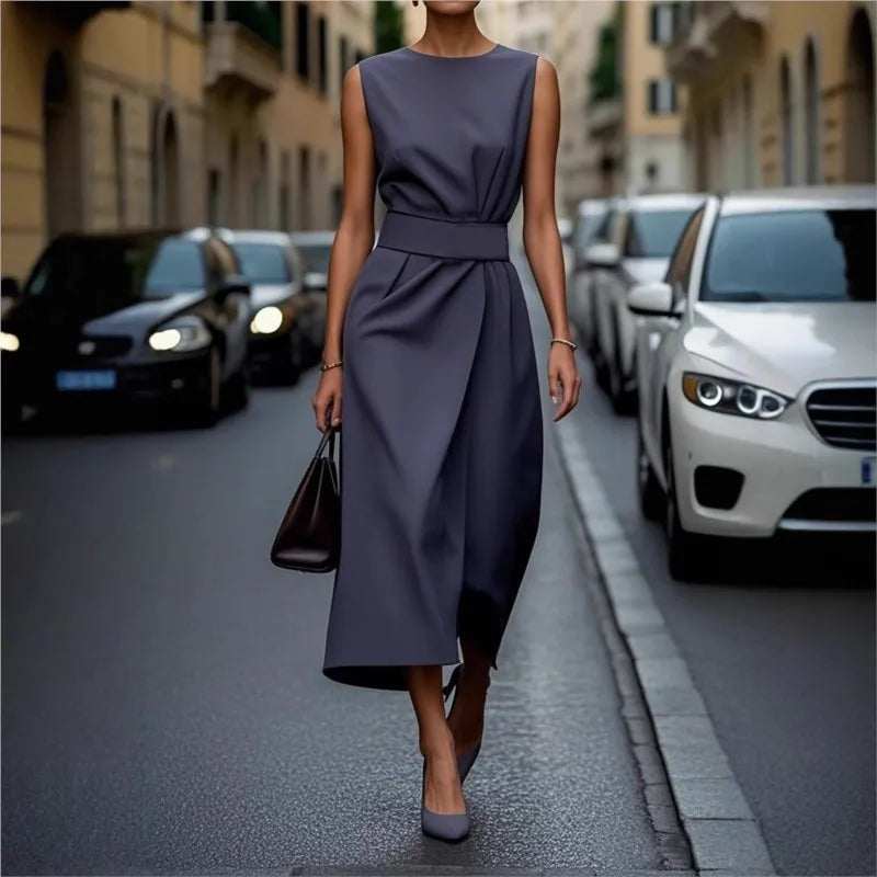 Women's Elegant Black Dress | Soft Draped Fit, Sleeveless Cocktail Style 4