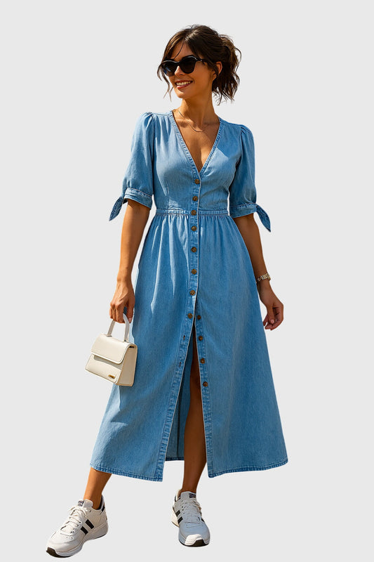 Women's Elegant Denim Dress | Flattering Fit, Versatile Style 0