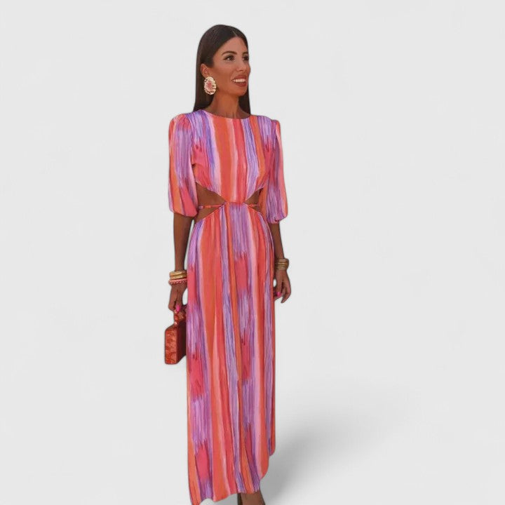 Women's Elegant Maxi Dress | Lightweight Fabric with Side Cut-Outs 0