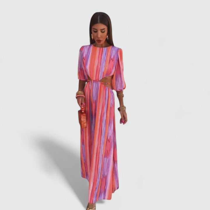 Women's Elegant Maxi Dress | Lightweight Fabric with Side Cut-Outs 1