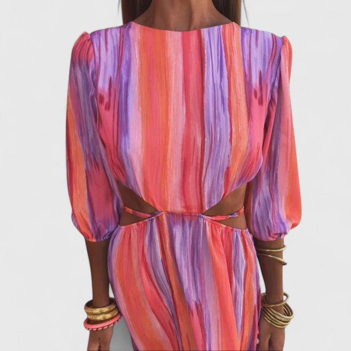Women's Elegant Maxi Dress | Lightweight Fabric with Side Cut-Outs 2