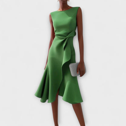 Women's Elegant Midi Dress | Asymmetric Detail, Sleeveless 6