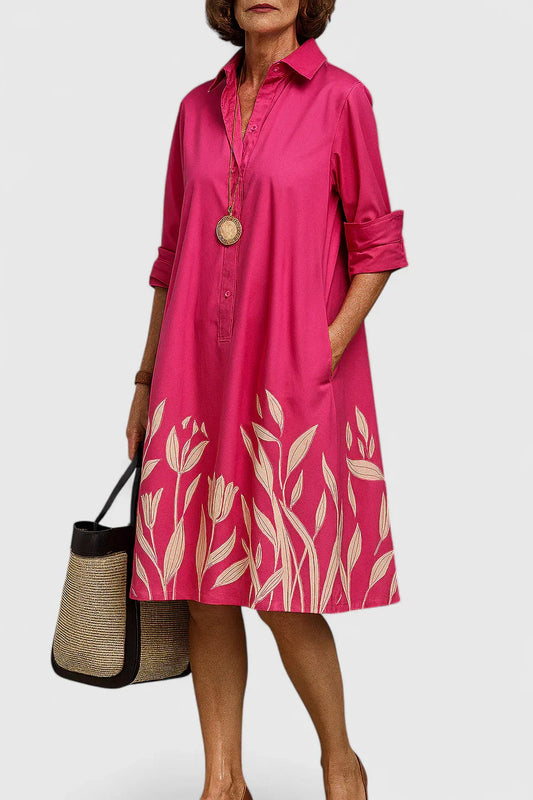Women's Elegant Midi Dress | Floral Design, Versatile for Day or Evening 0