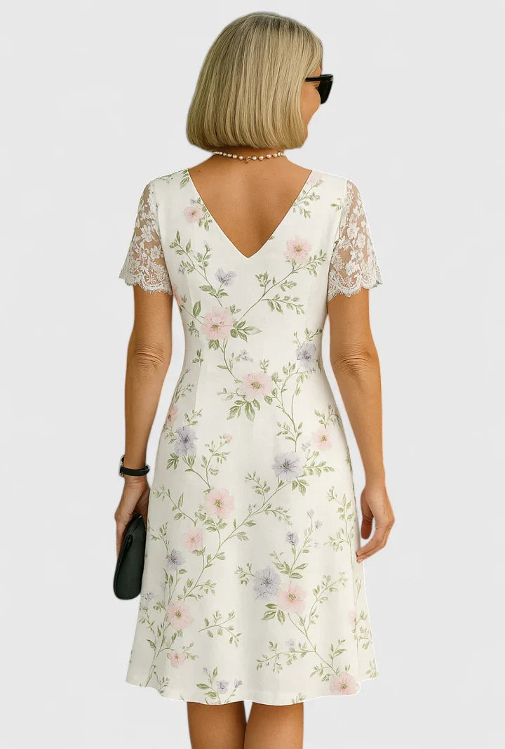 Women's Elegant Midi Dress | Lace Details, Knee-Length Summer Dress 1