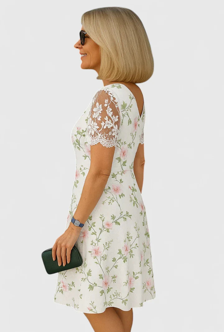 Women's Elegant Midi Dress | Lace Details, Knee-Length Summer Dress 3
