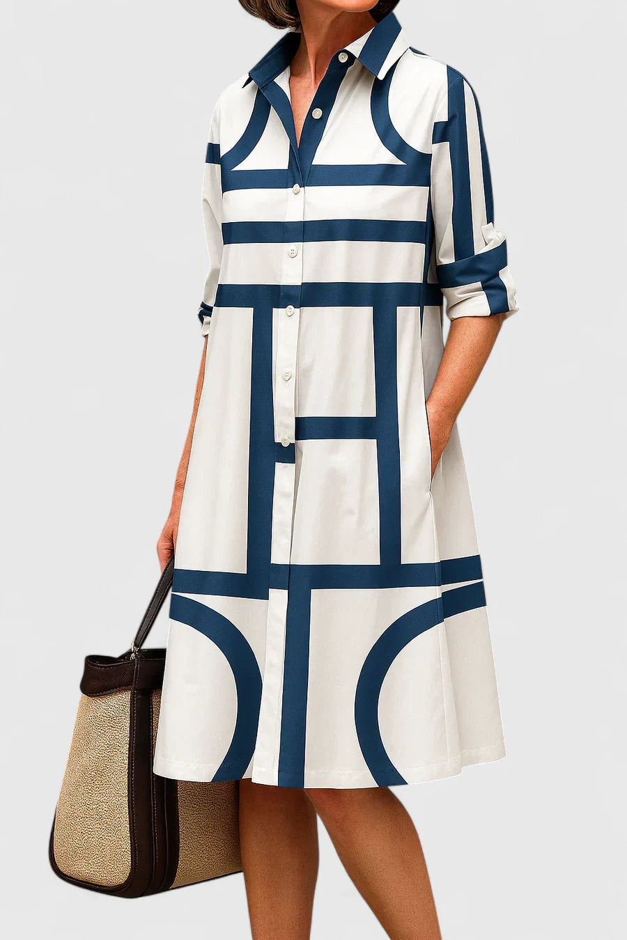 Women's Elegant Midi Dress | Structured Design 0