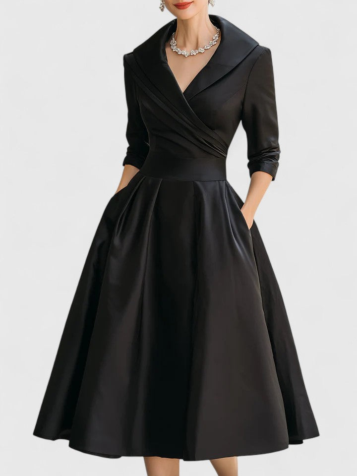 Women's Elegant Midi Dress | Versatile Style with Pockets 0
