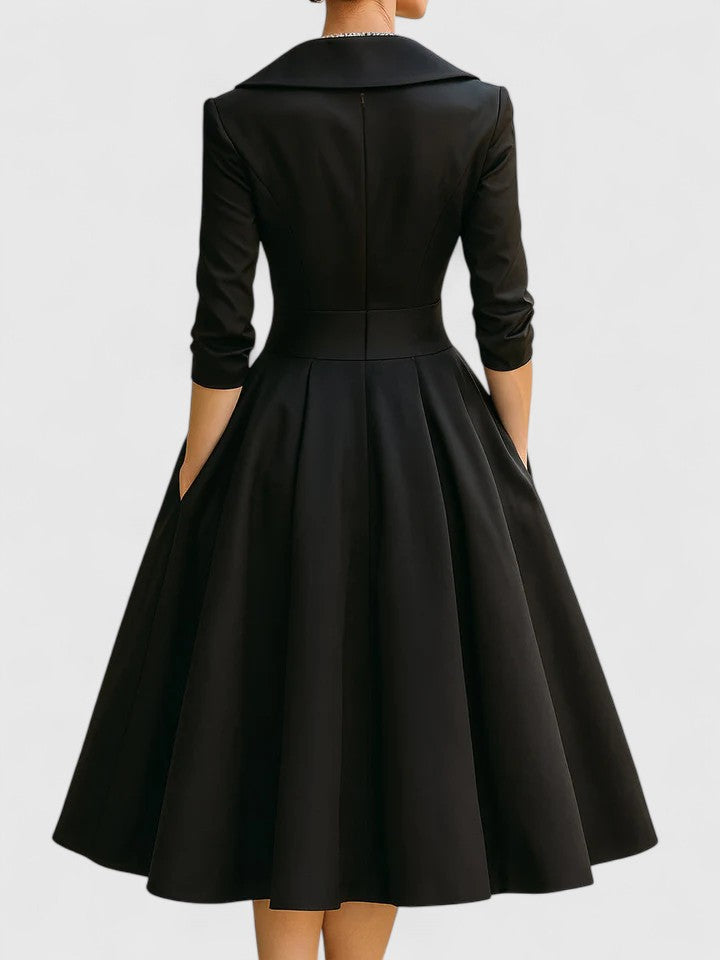 Women's Elegant Midi Dress | Versatile Style with Pockets 3