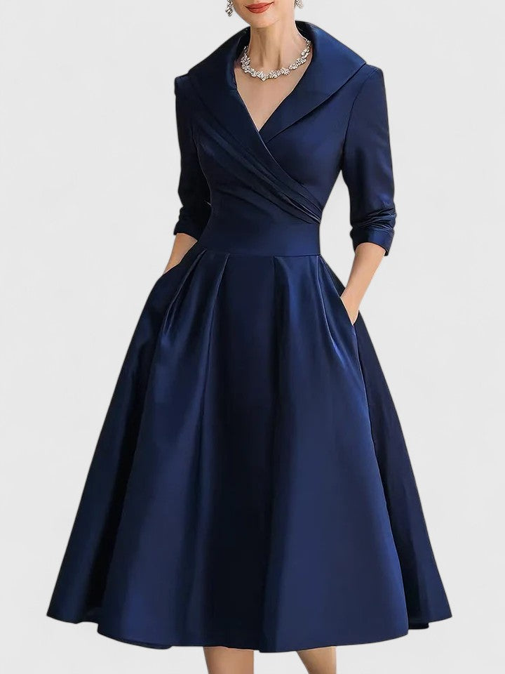 Women's Elegant Midi Dress | Versatile Style with Pockets 4