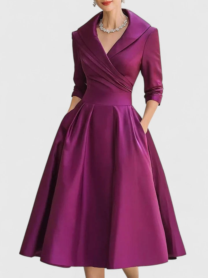 Women's Elegant Midi Dress | Versatile Style with Pockets 7
