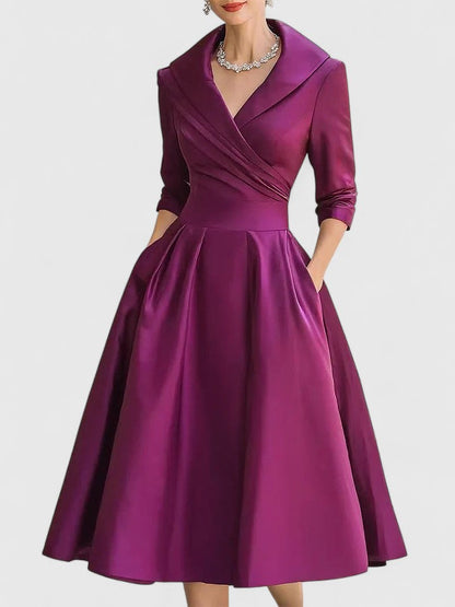 Women's Elegant Midi Dress | Versatile Style with Pockets 7