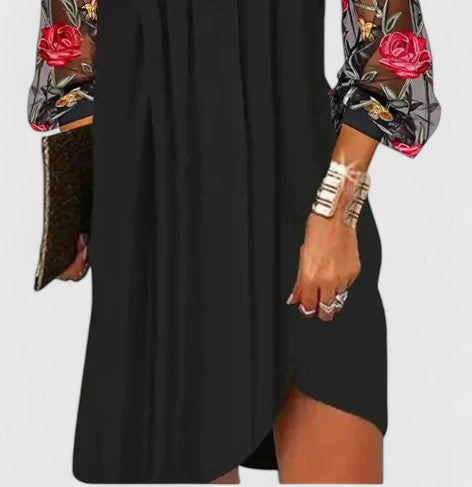 Women's Elegant Mini Dress | V-Neck, Sheer Sleeves, Cocktail Dress 2