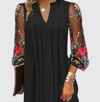 Women's Elegant Mini Dress | V-Neck, Sheer Sleeves, Cocktail Dress 3